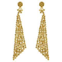 Jay Feder 18k Yellow Gold Diamond Triangular Drop Dangle Earrings