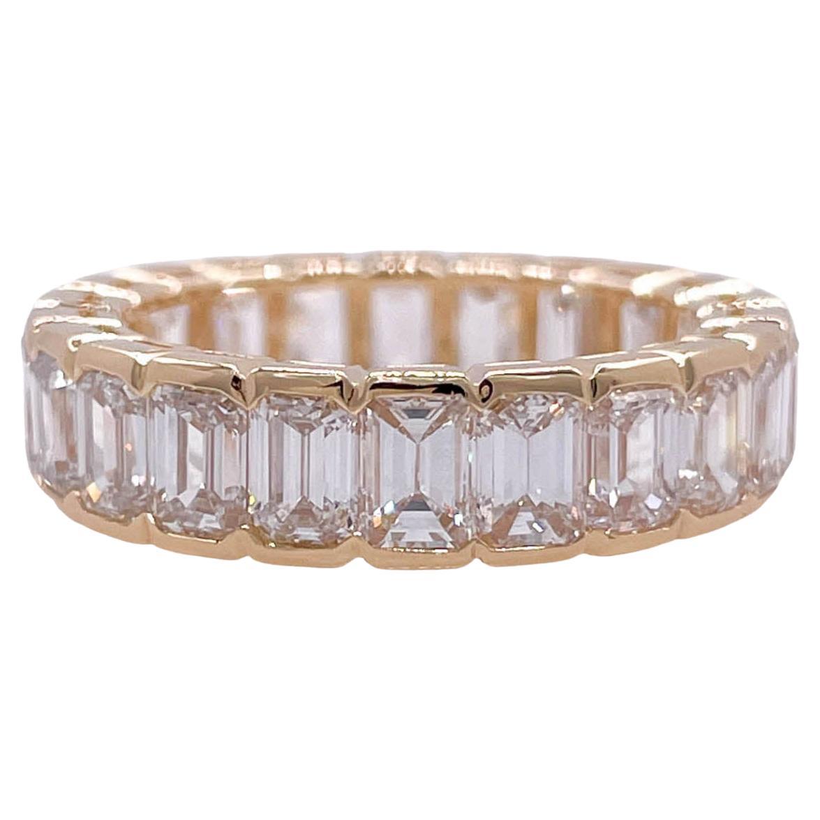 Jay Feder 18k Yellow Gold Emerald cut Diamond Eternity Wedding Band For Sale