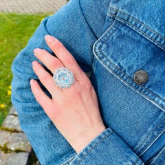 Jay Feder 18kt White Gold Blue Topaz and Diamond Ring