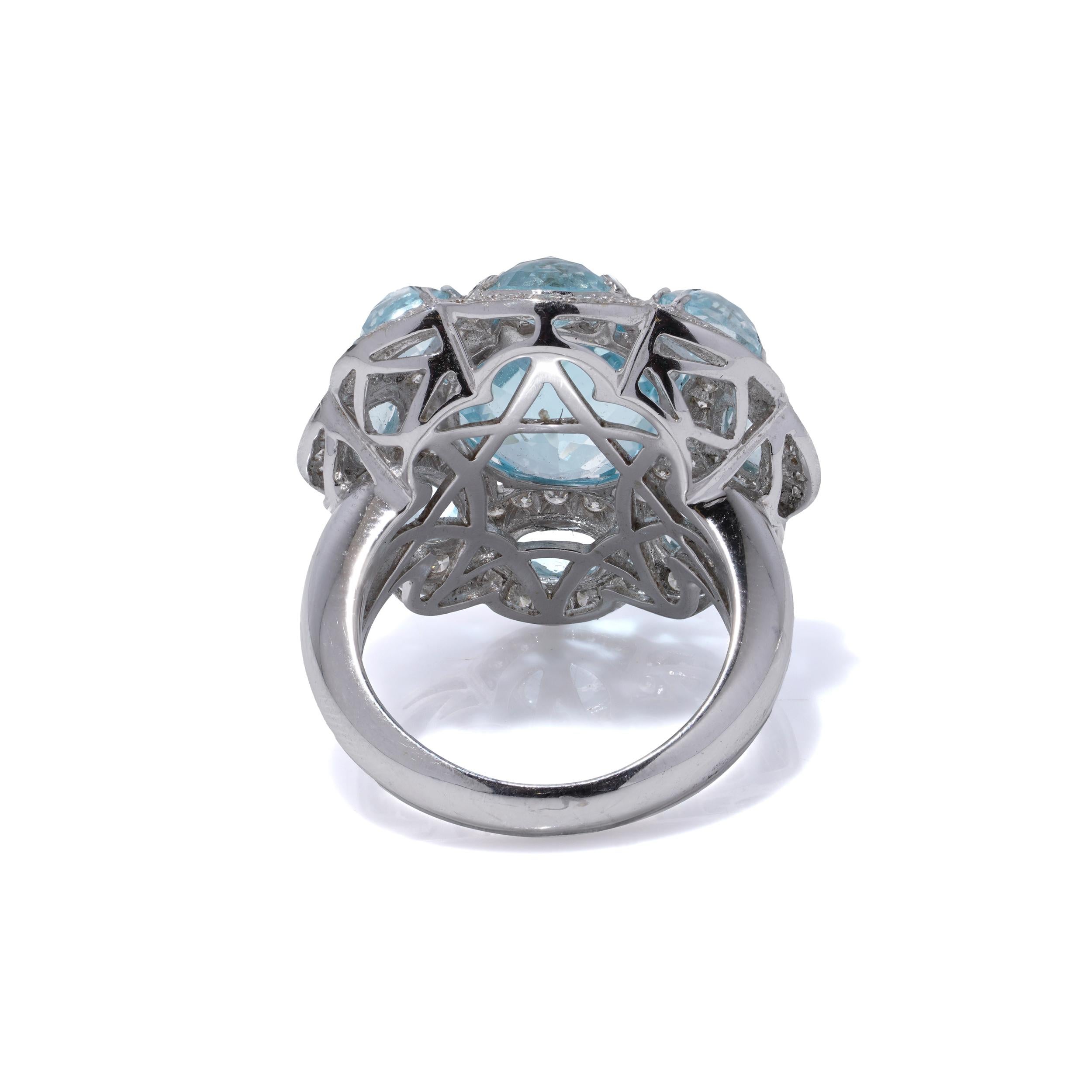 Anello Jay Feder in oro bianco 18kt con topazio blu e diamanti in vendita 1