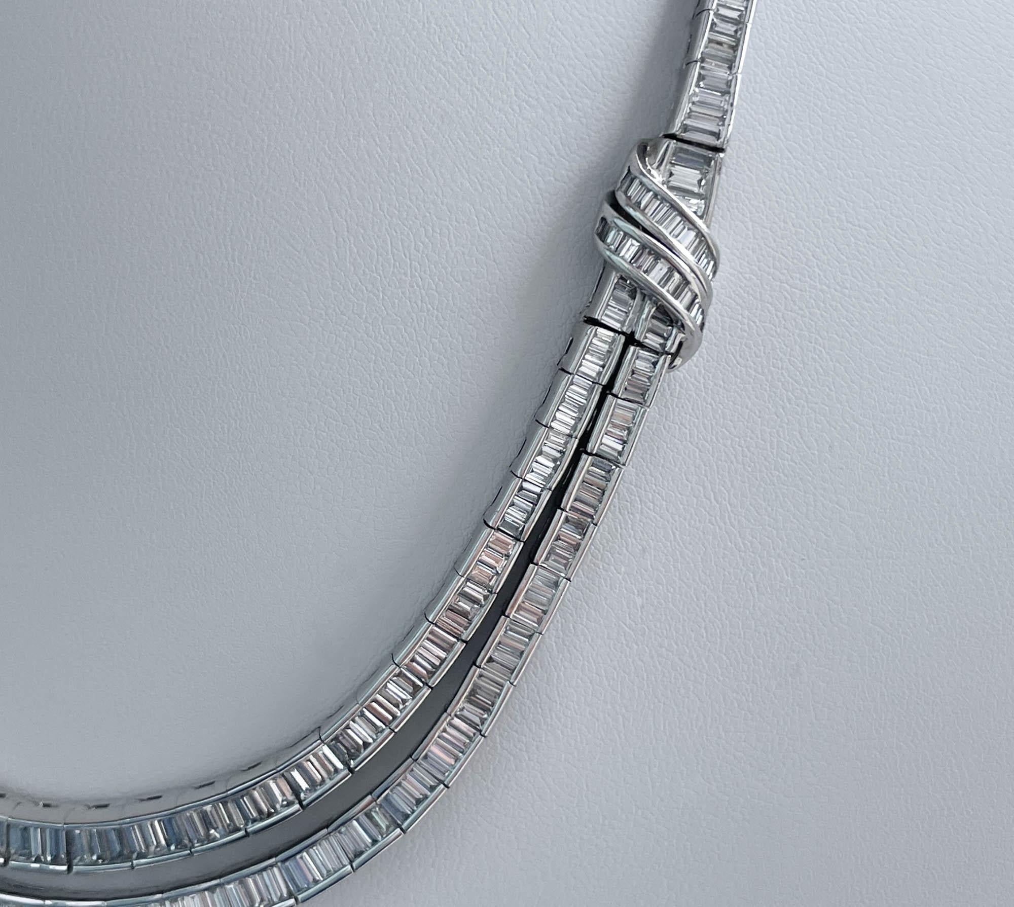 Jay Feder Platinum Diamond Collar Necklace In Good Condition For Sale In Boca Raton, FL