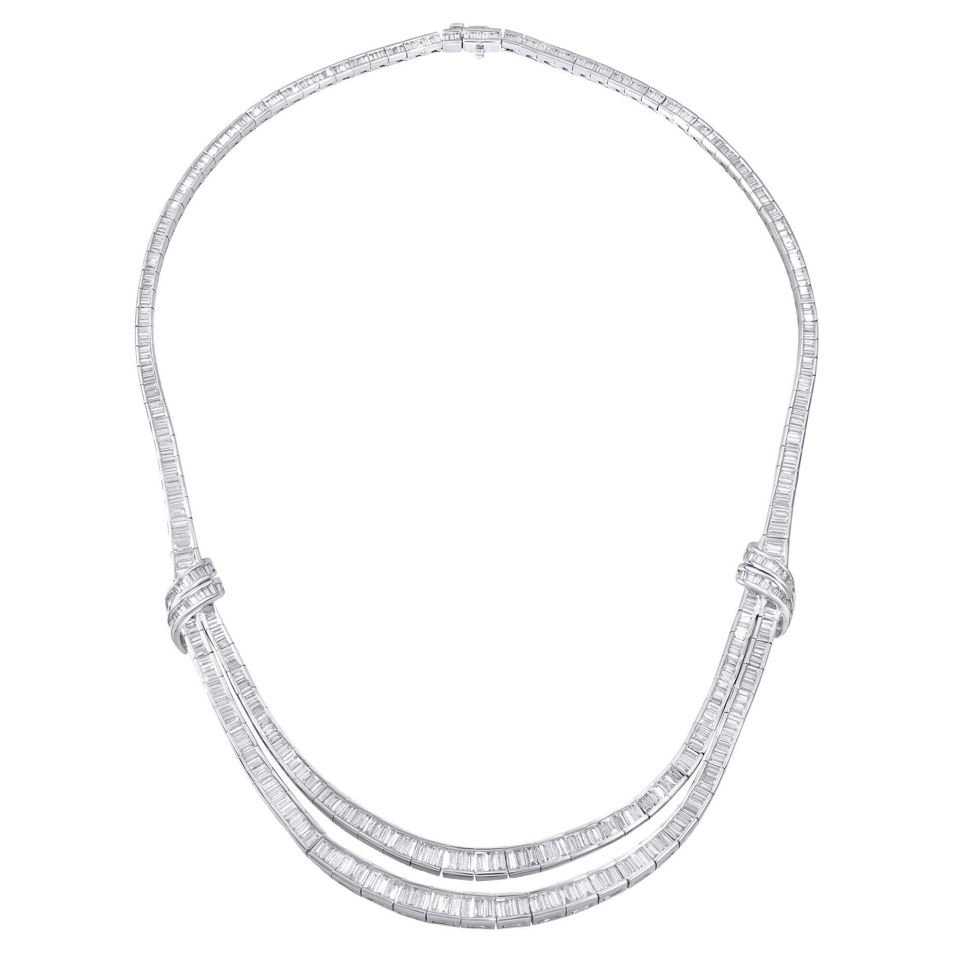 Jay Feder Platin-Diamant-Kragen-Halskette