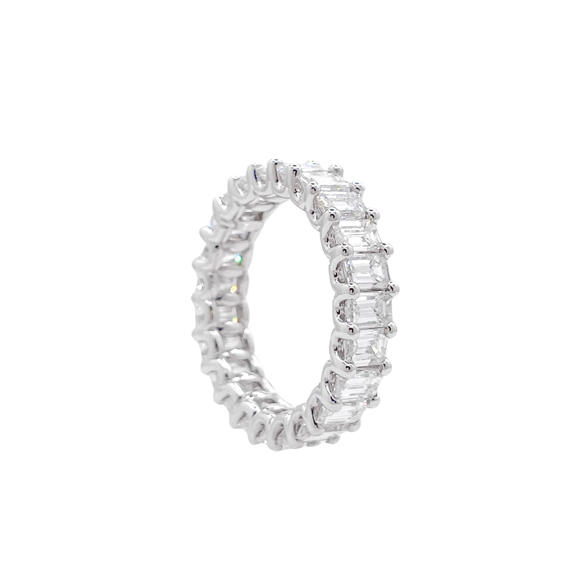 Emerald Cut Jay Feder Platinum Emerald cut Diamond Eternity Band Ring