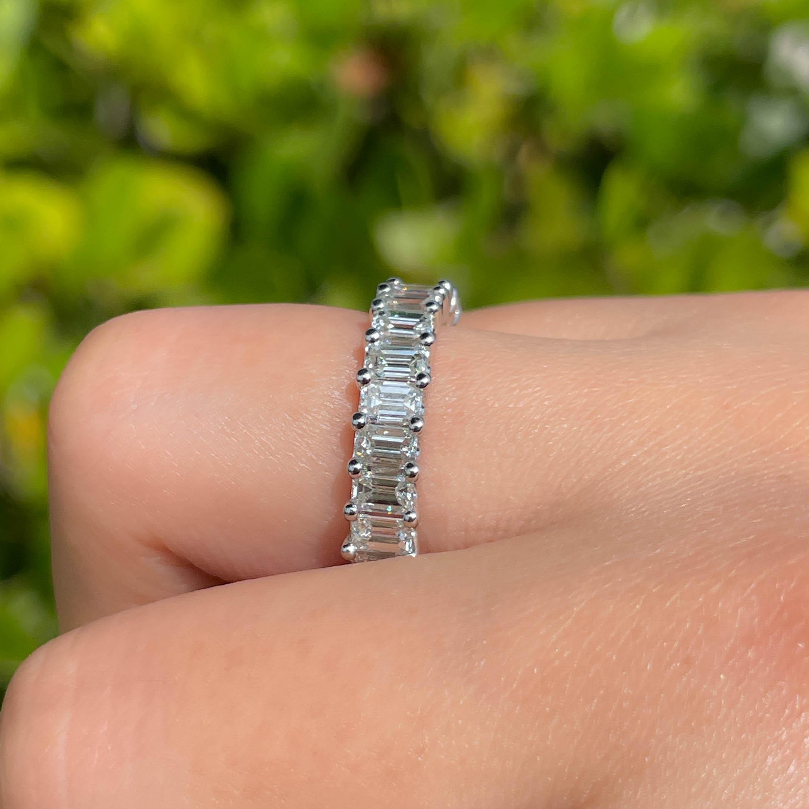 Jay Feder Platinum Emerald cut Diamond Eternity Band Ring 1