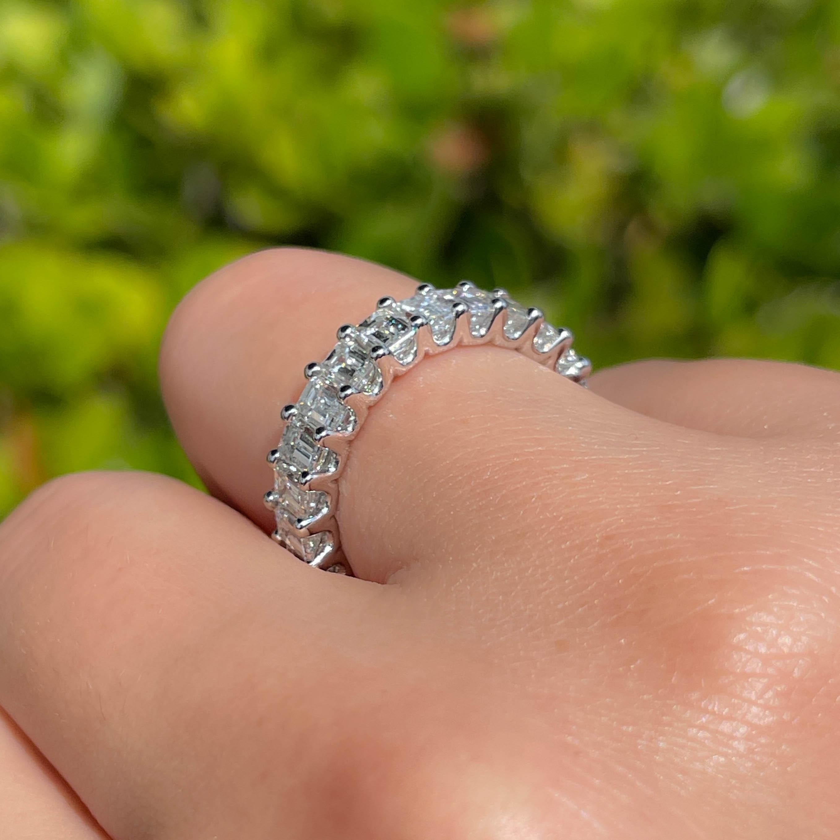 Jay Feder Platinum Emerald cut Diamond Eternity Band Ring 2