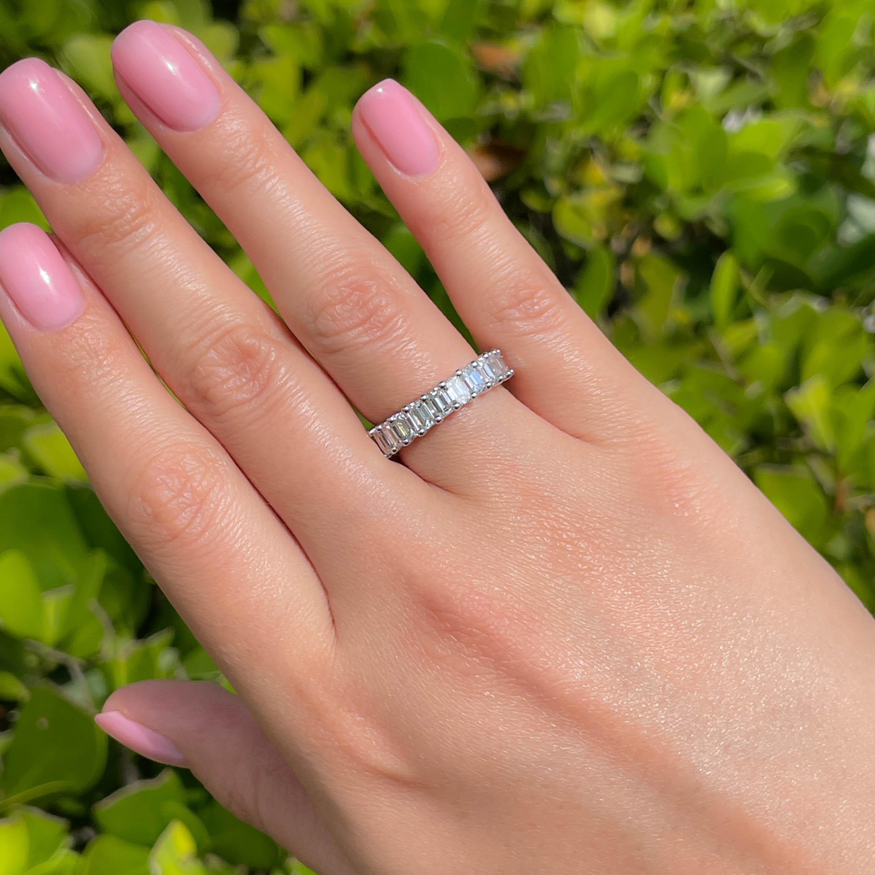 Jay Feder Platinum Emerald cut Diamond Eternity Band Ring 3