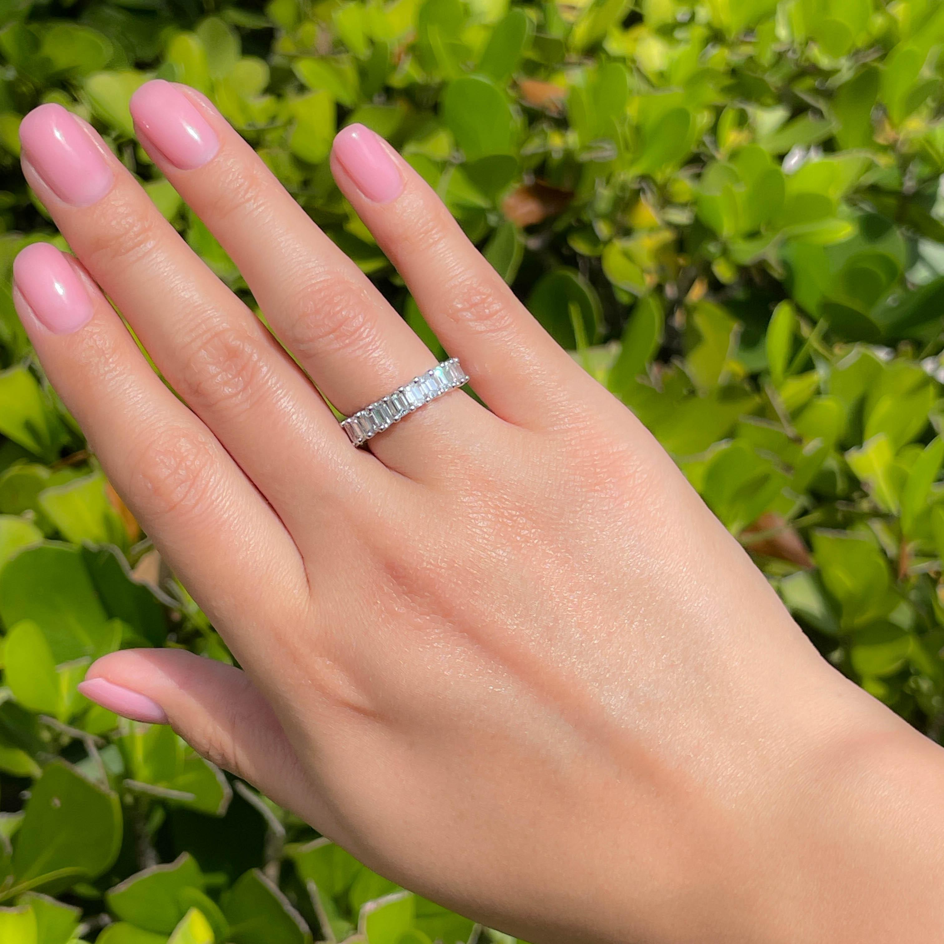 Jay Feder Platinum Emerald cut Diamond Eternity Band Ring 4