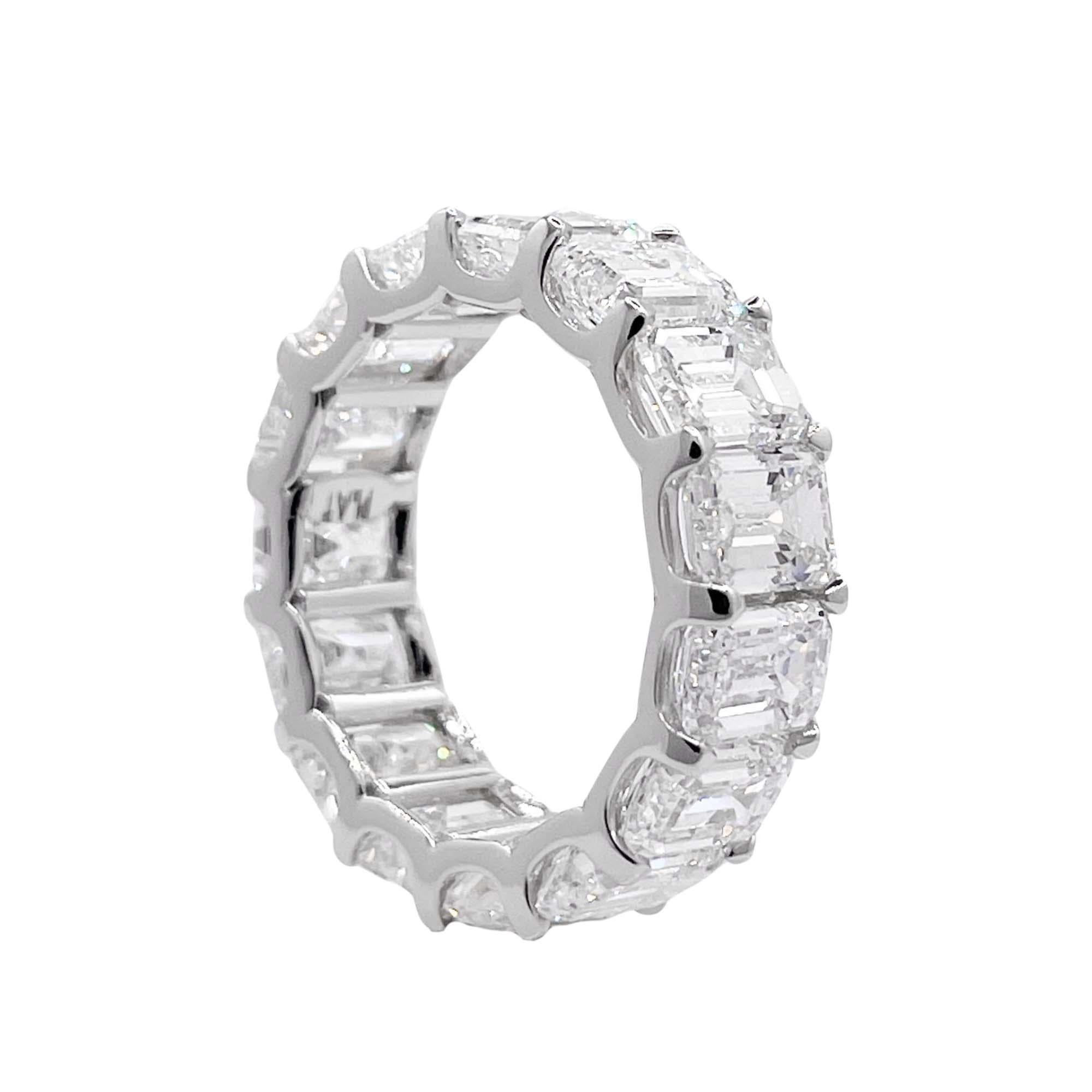 Jay Feder Platinum Emerald Diamond Eternity Band Ring For Sale 1