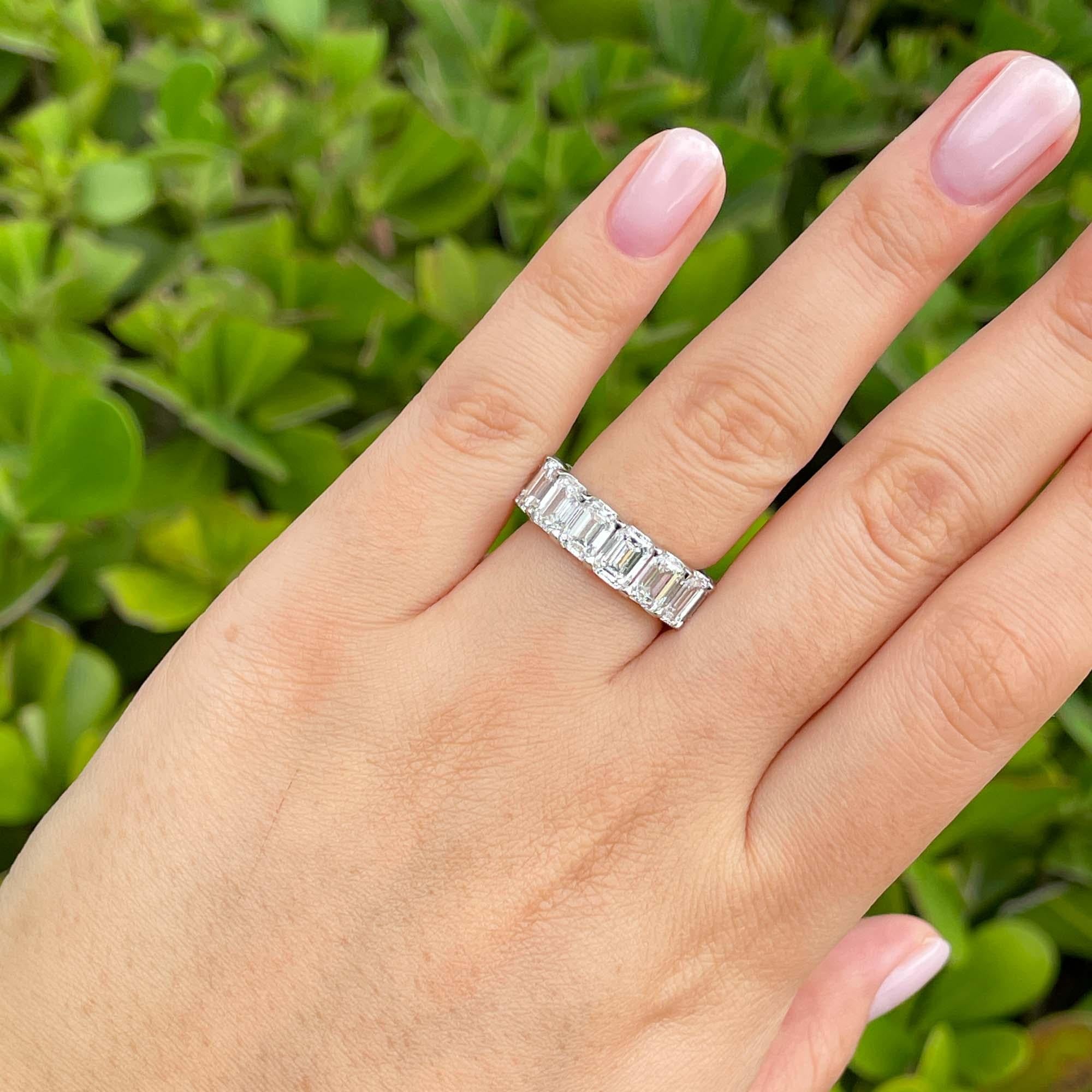 Jay Feder Platinum Emerald Diamond Eternity Band Ring For Sale 3