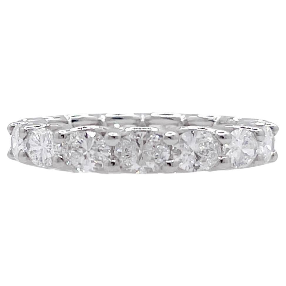 Jay Feder Platinum Oval Diamond East-West Eternity Band Ring For Sale