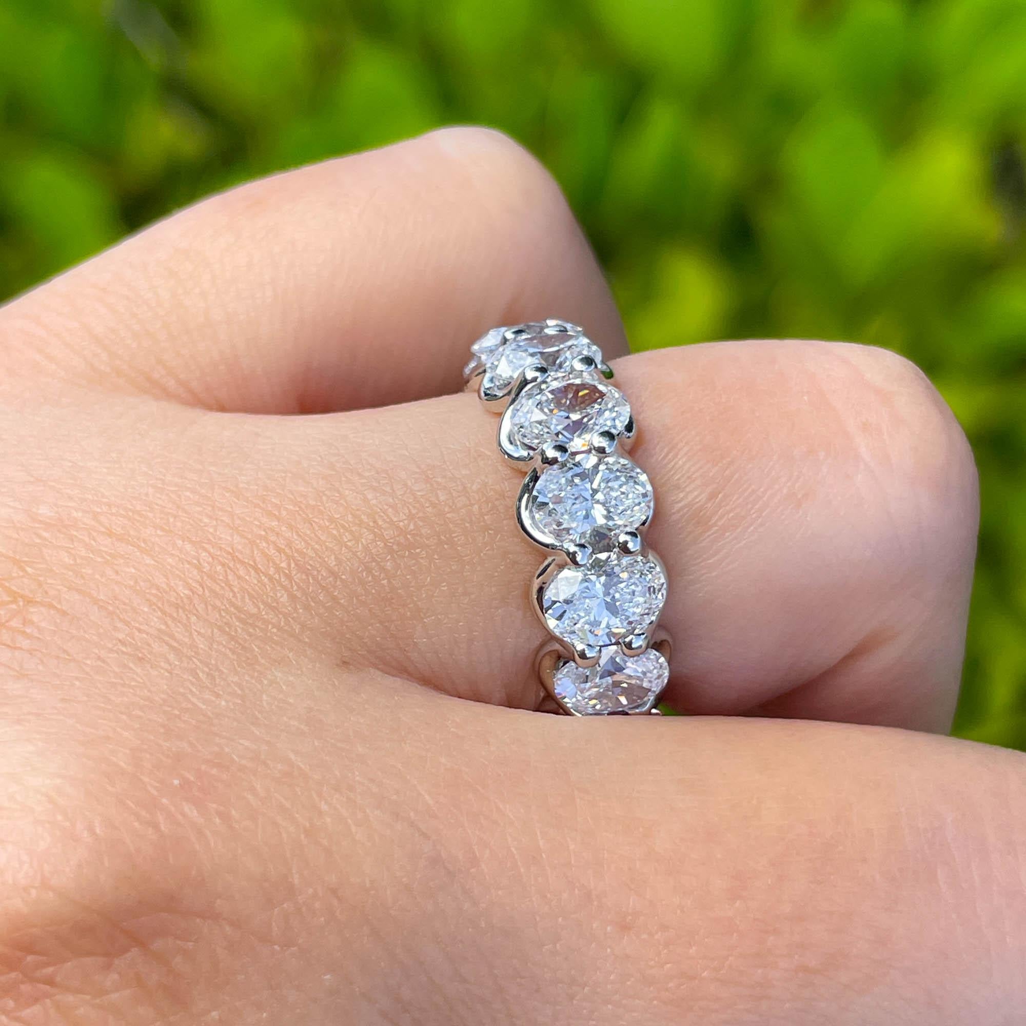 Jay Feder Platinum Oval Diamond Eternity Band Ring In Good Condition In Boca Raton, FL