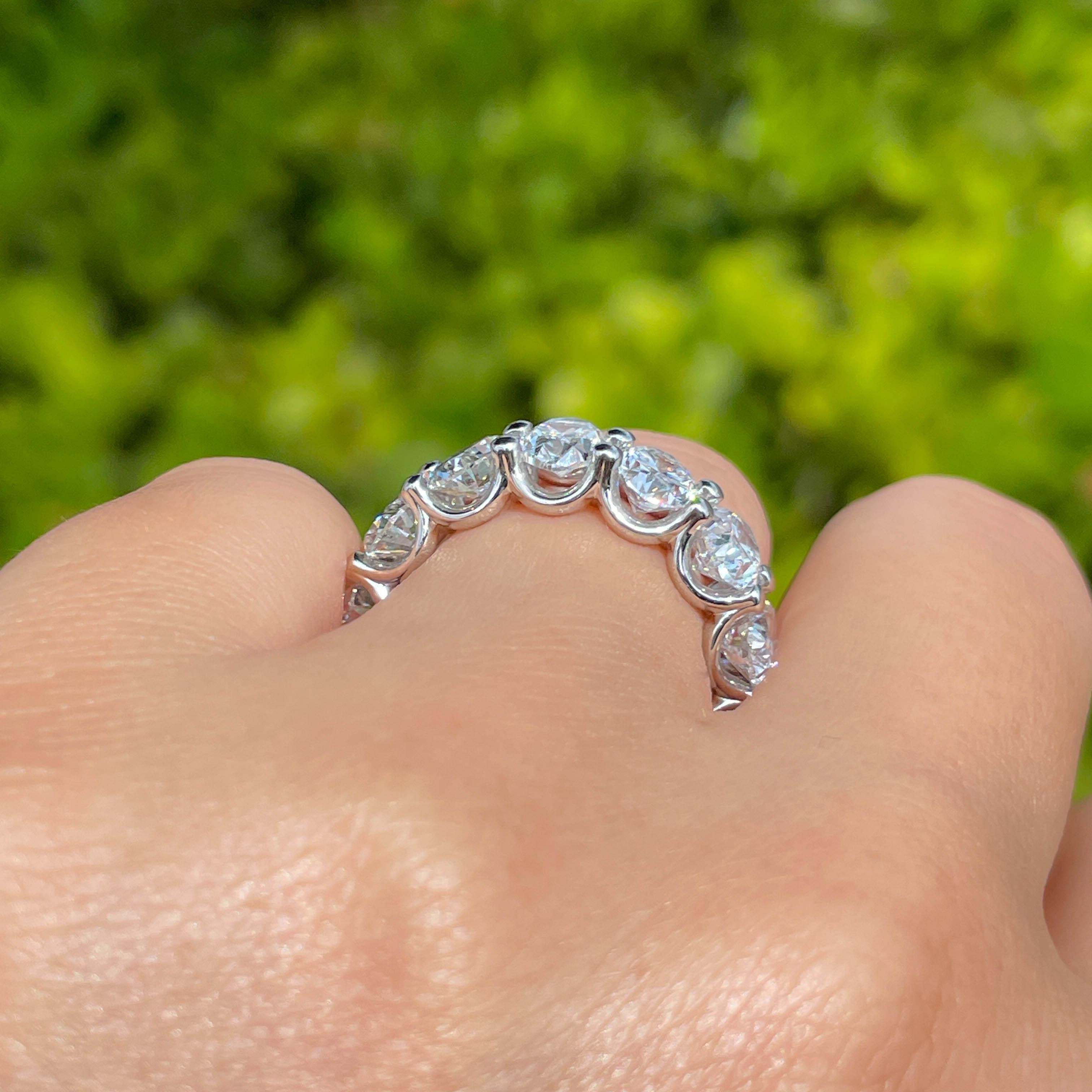 Anello a fascia con diamante ovale eternità di Jay Feder in platino in vendita 2