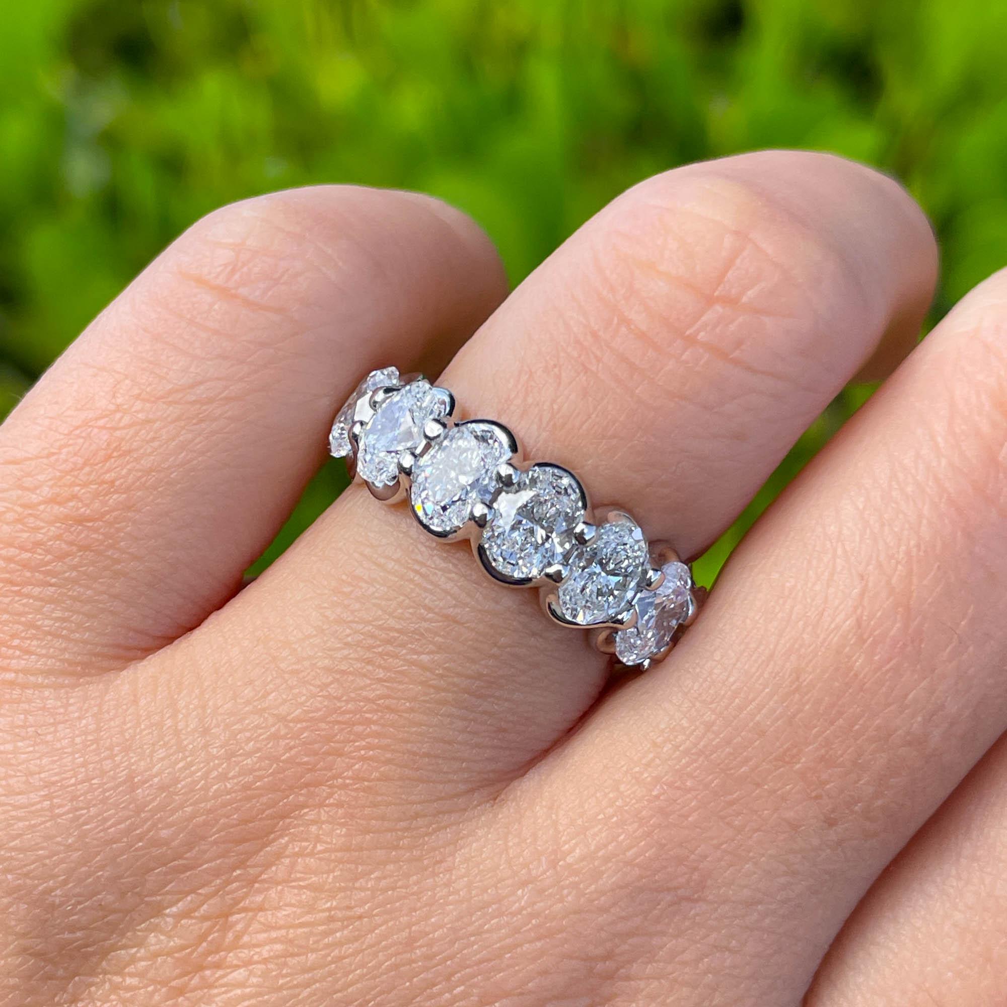 Jay Feder Platinum Oval Diamond Eternity Band Ring 1