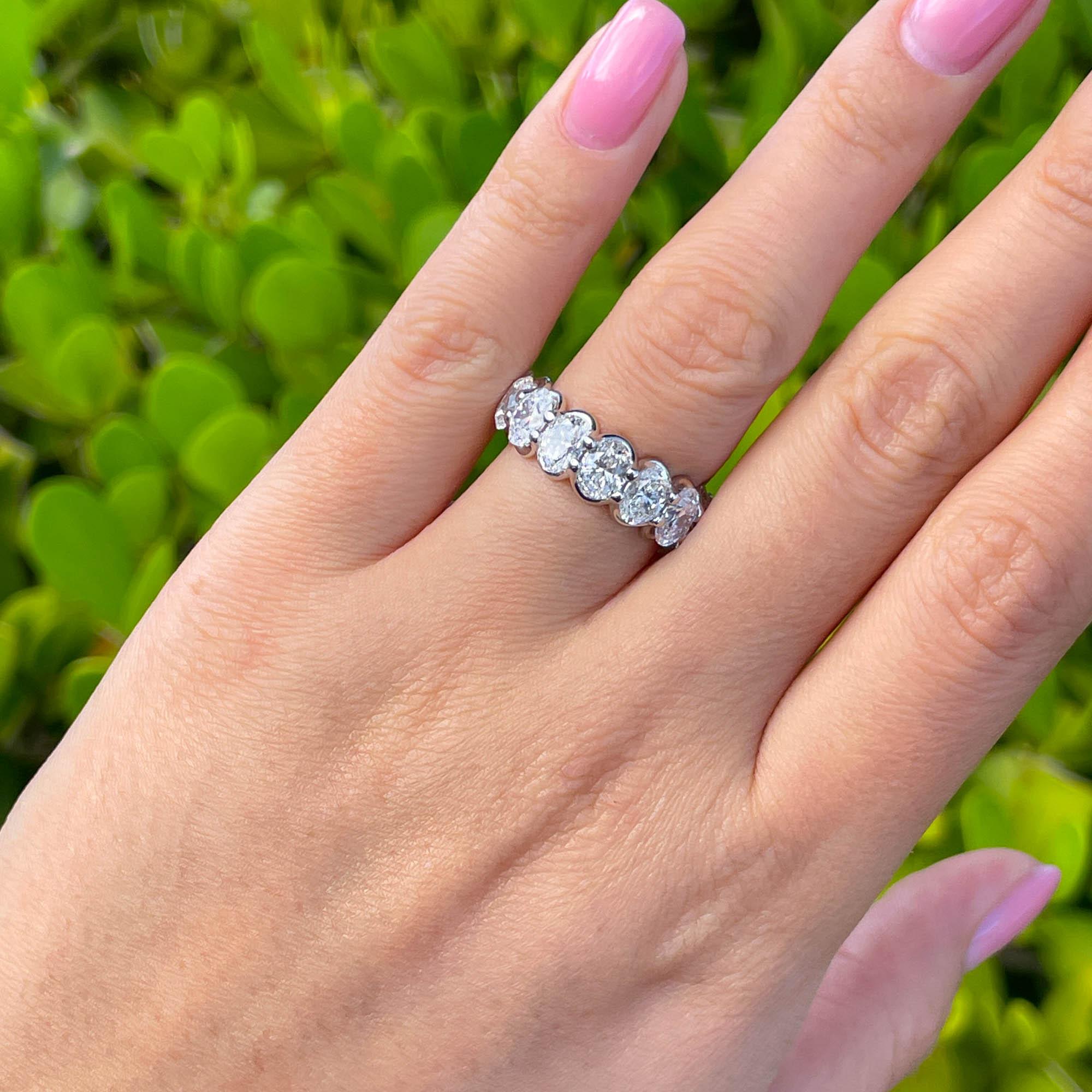 Jay Feder Platinum Oval Diamond Eternity Band Ring 2