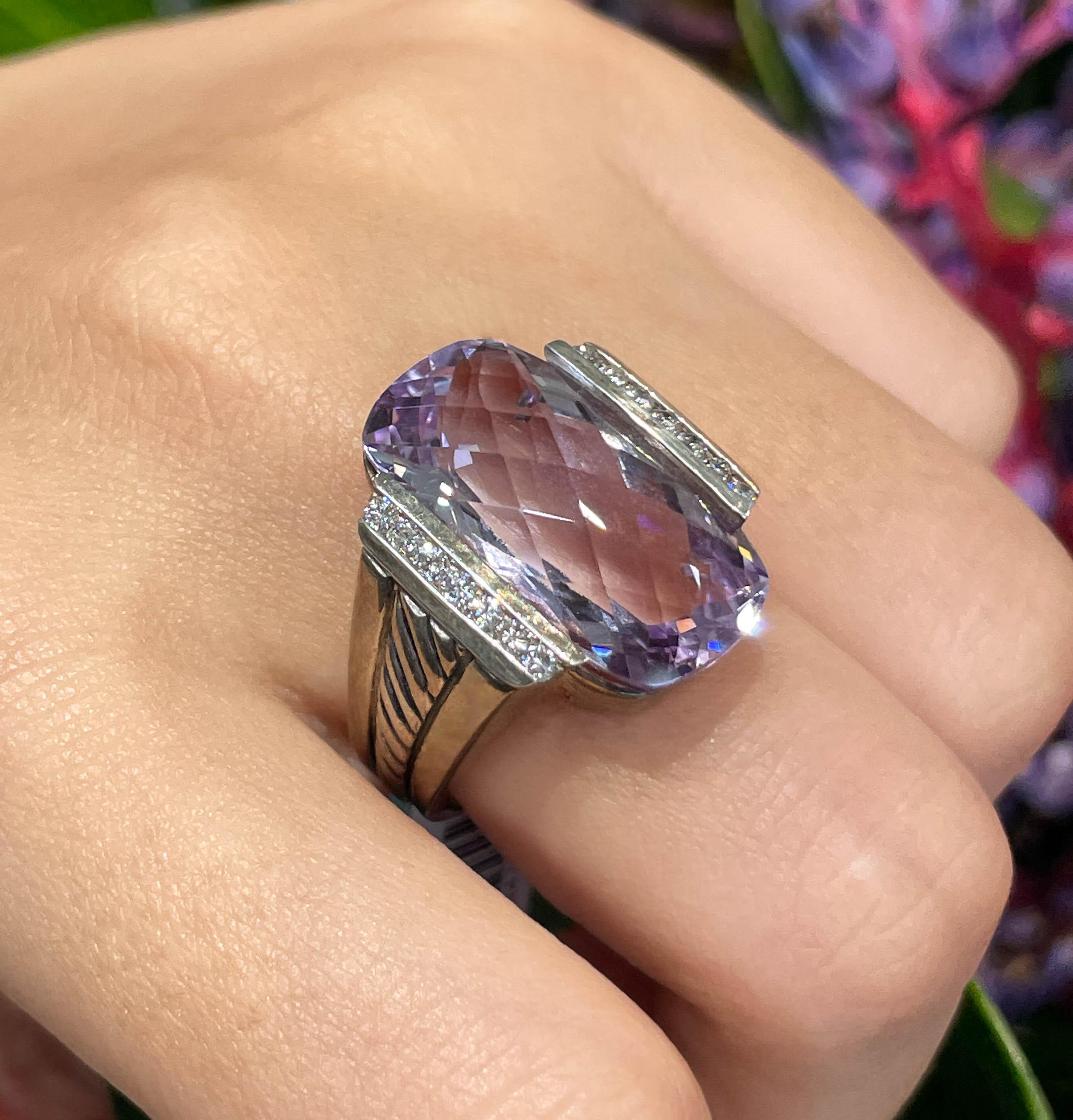 Jay Feder Sterlingsilber David Yurman Lavendel Amethyst-Diamant-Ring im Zustand „Gut“ in Boca Raton, FL
