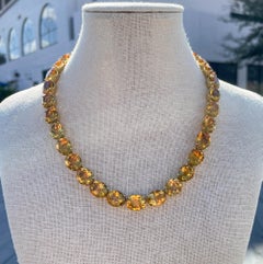 Jay Feder Vintage 137.7ct Oval Citrine 18k Yellow Gold Tennis Necklace