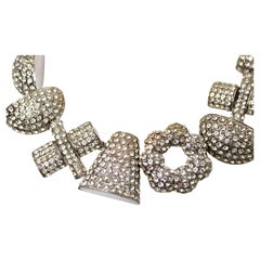 Jay Feinberg Collar geométrico de cristal de Swarovski circa años 80