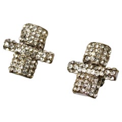 Boucles d'oreilles à pince en cristal Swarovski géométrique de Jay Feinberg circa 1980