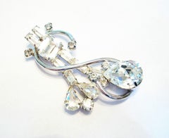 Jay Flex, Vintage Sterling Silver & Rhinestone Brooch, Canada, circa 1950s