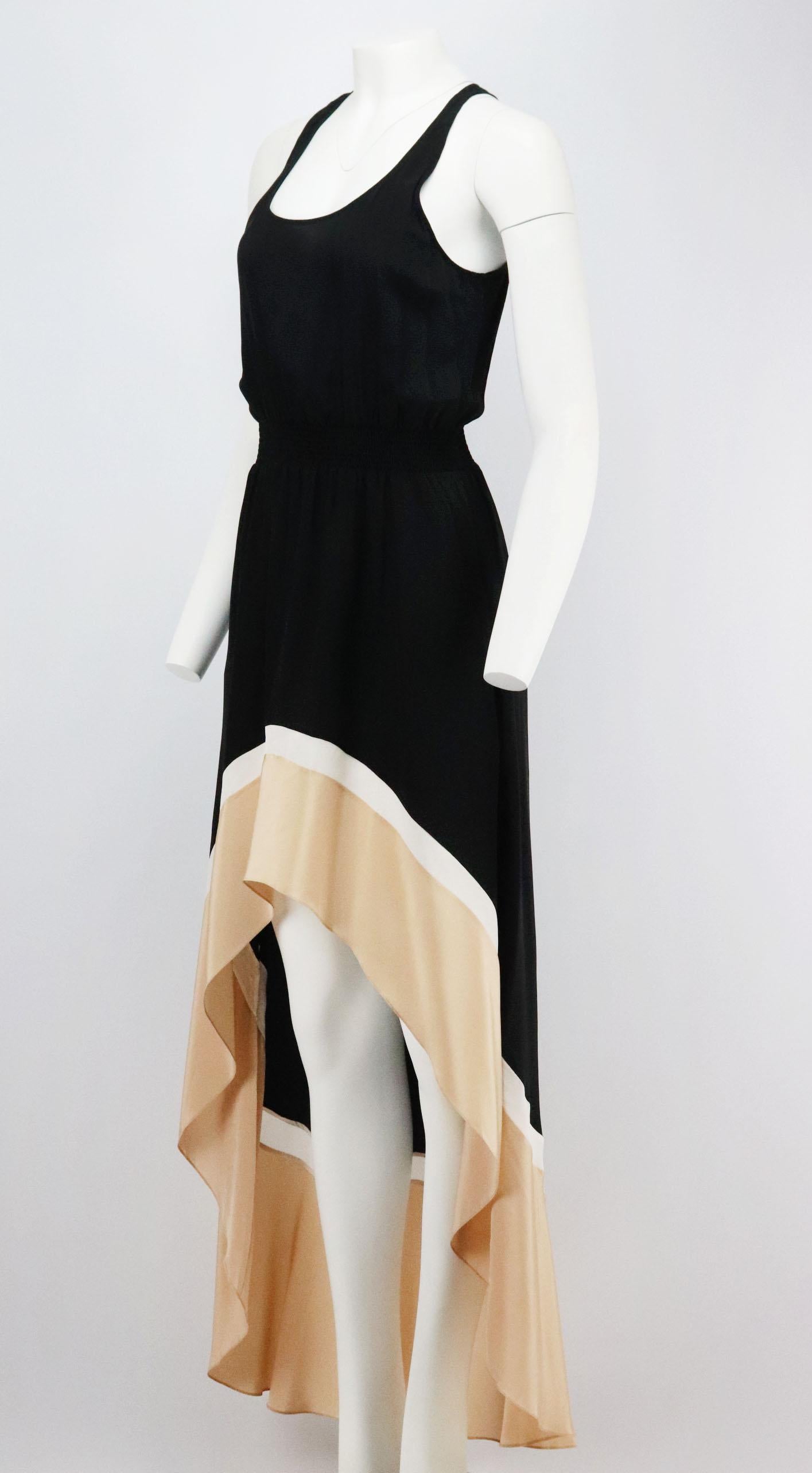 Black Jay Godfrey Asymmetric Striped Silk Dress US 6 UK 10