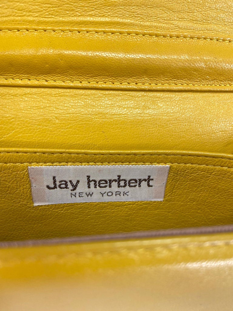Jay Herbert Yellow Quilted Leather Mini Flap cross body Chain Strap Bag Vintage For Sale 4