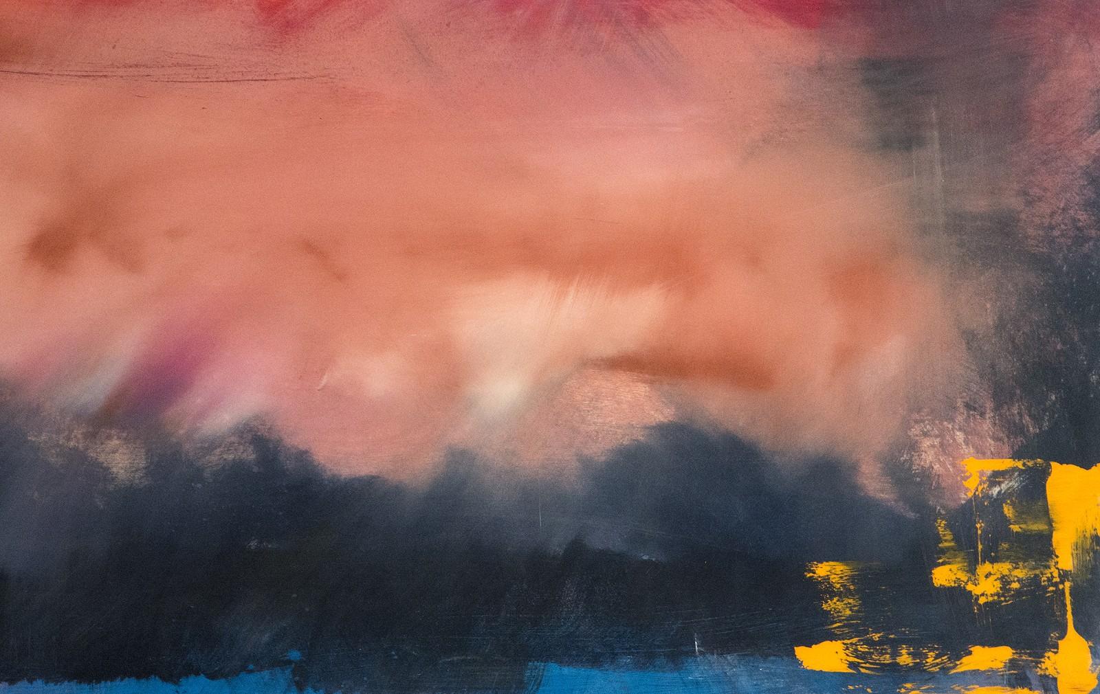 Angin 4 - atmosphärische, farbenfrohe, abstrakte Meereslandschaft, Acryl, Harz auf Tafel – Painting von Jay Hodgins