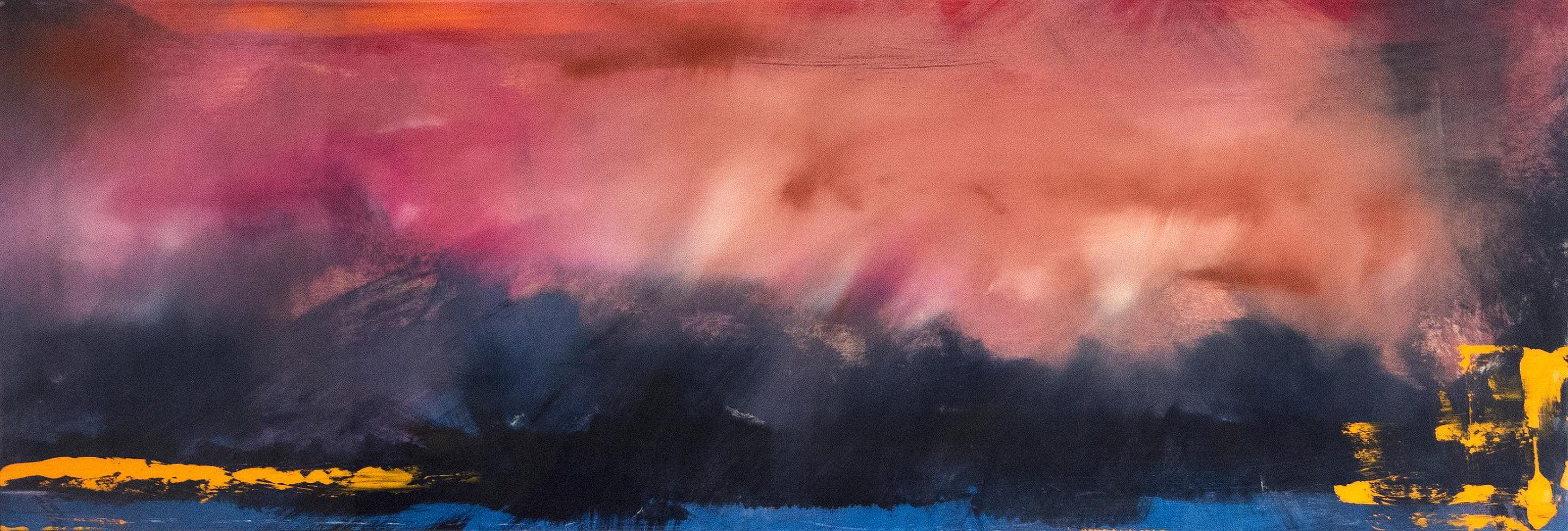 Jay Hodgins Abstract Painting – Angin 4 - atmosphärische, farbenfrohe, abstrakte Meereslandschaft, Acryl, Harz auf Tafel