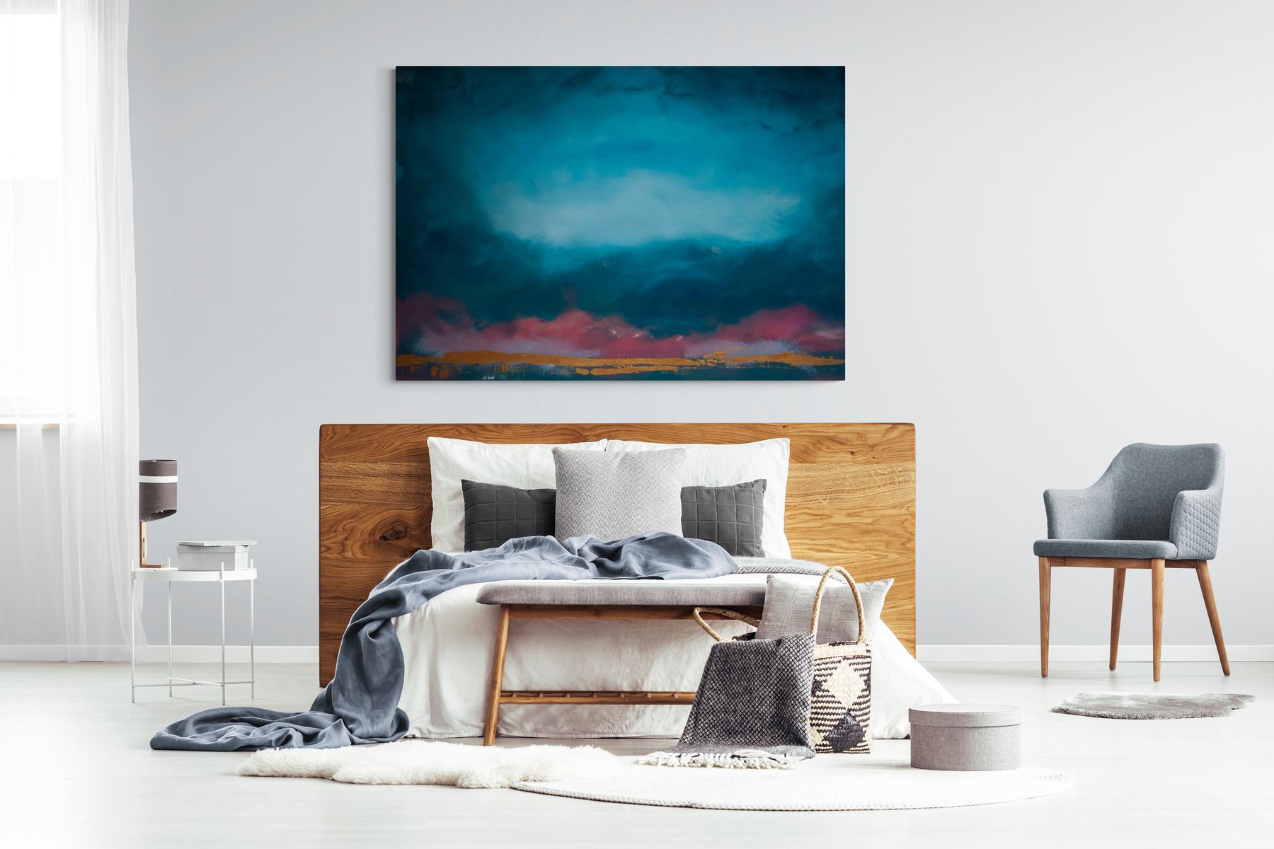 Berat No 5 - paesaggio marino atmosferico, colorato e astratto, acrilico, resina su pannello in vendita 2