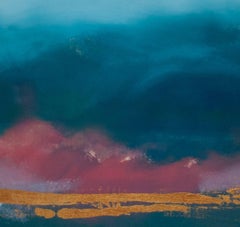 Berat No 5 - atmosphärische, farbenfrohe, abstrakte Meereslandschaft, Acryl, Harz auf Tafel