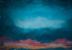 Berat No 5 - atmospheric, colourful, abstract seascape, acrylic, resin on panel