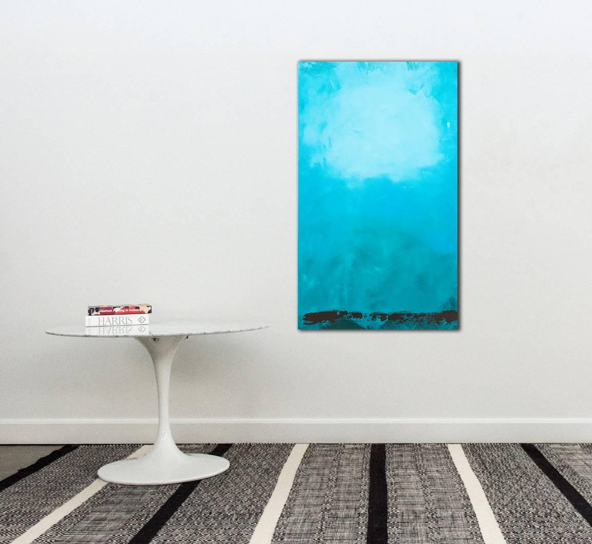 Rujuh 13 - paysage atmosphérique, coloré et abstrait, acrylique, résine sur panneau en vente 1