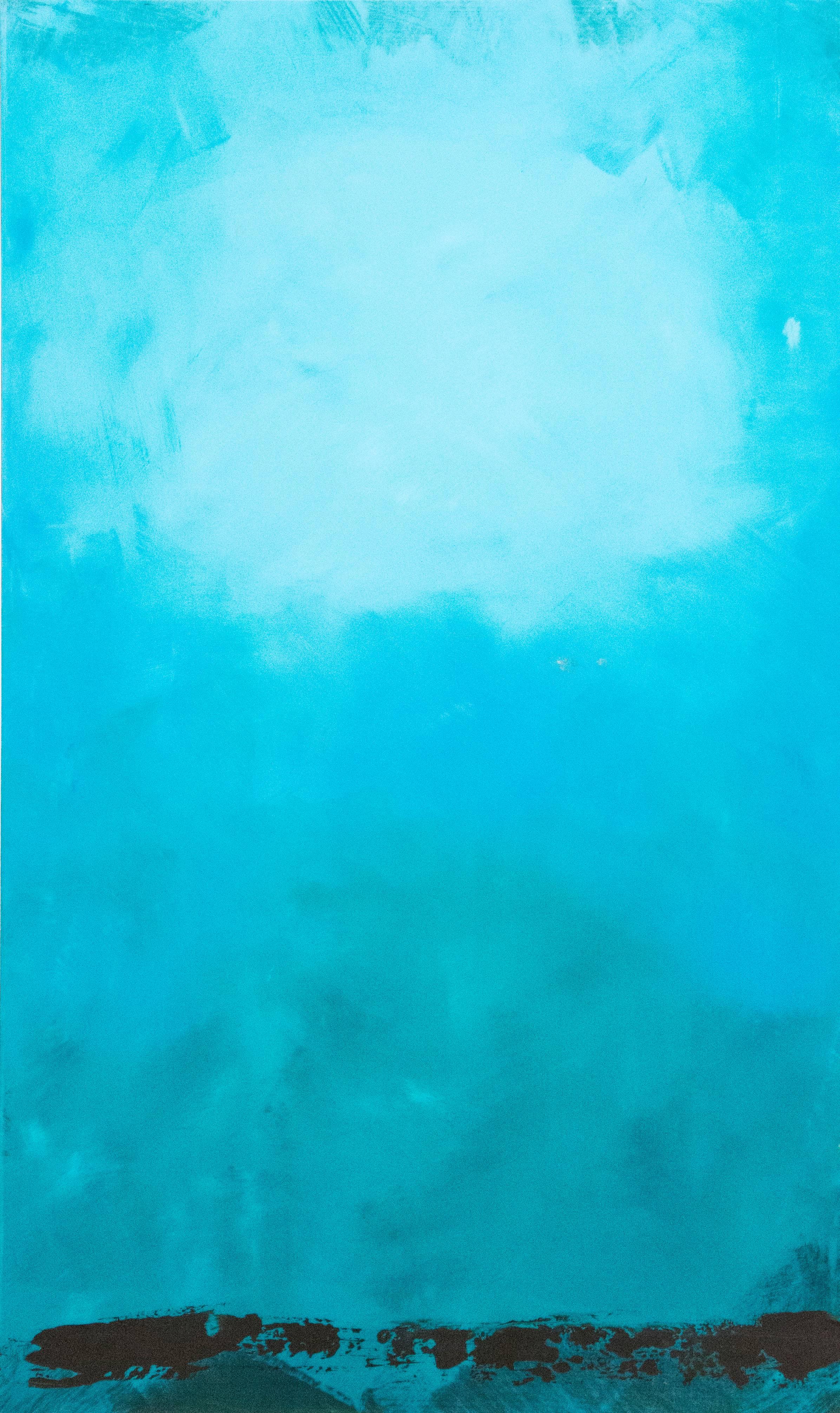 Rujuh 13 - paysage atmosphérique, coloré et abstrait, acrylique, résine sur panneau