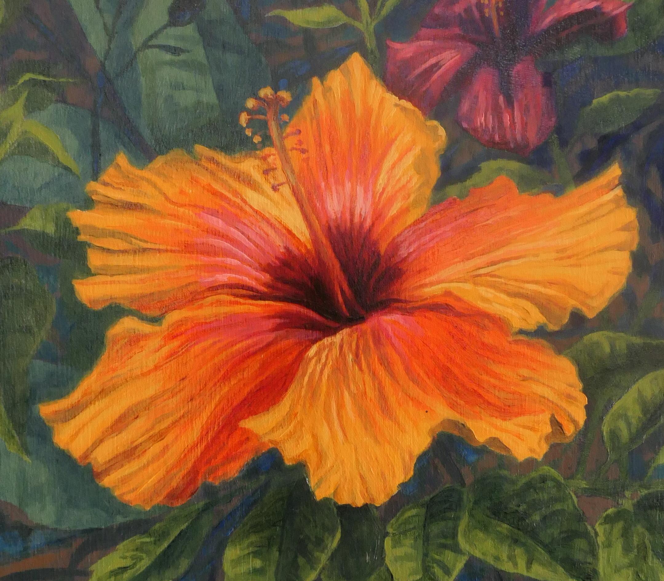 hibiscus oil painting