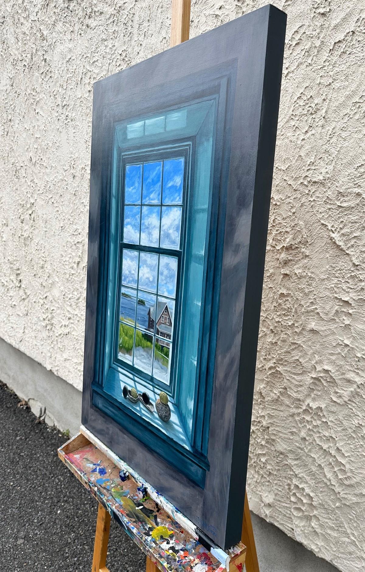 Lubec Window, Oil Painting - Blue Interior Painting by Jay Jensen