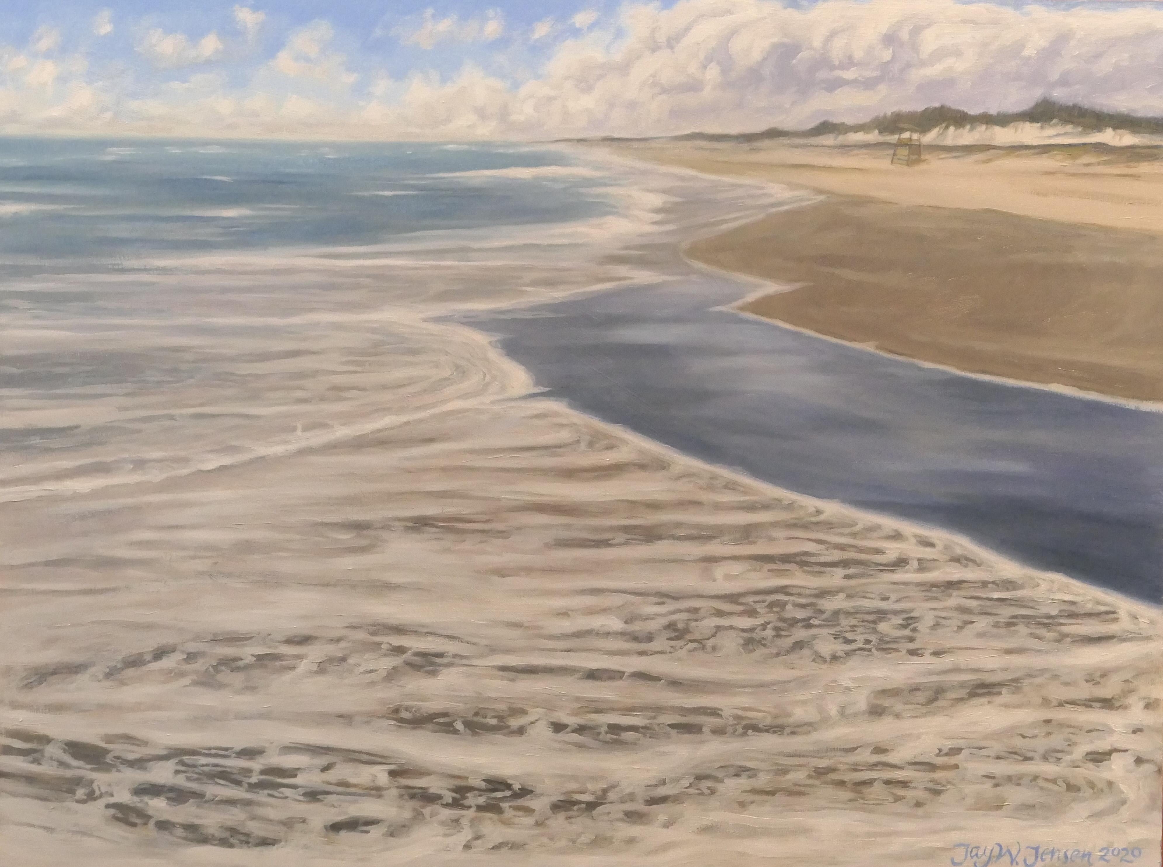 Jay Jensen Landscape Painting - Ocracoke Surf, Oil Painting