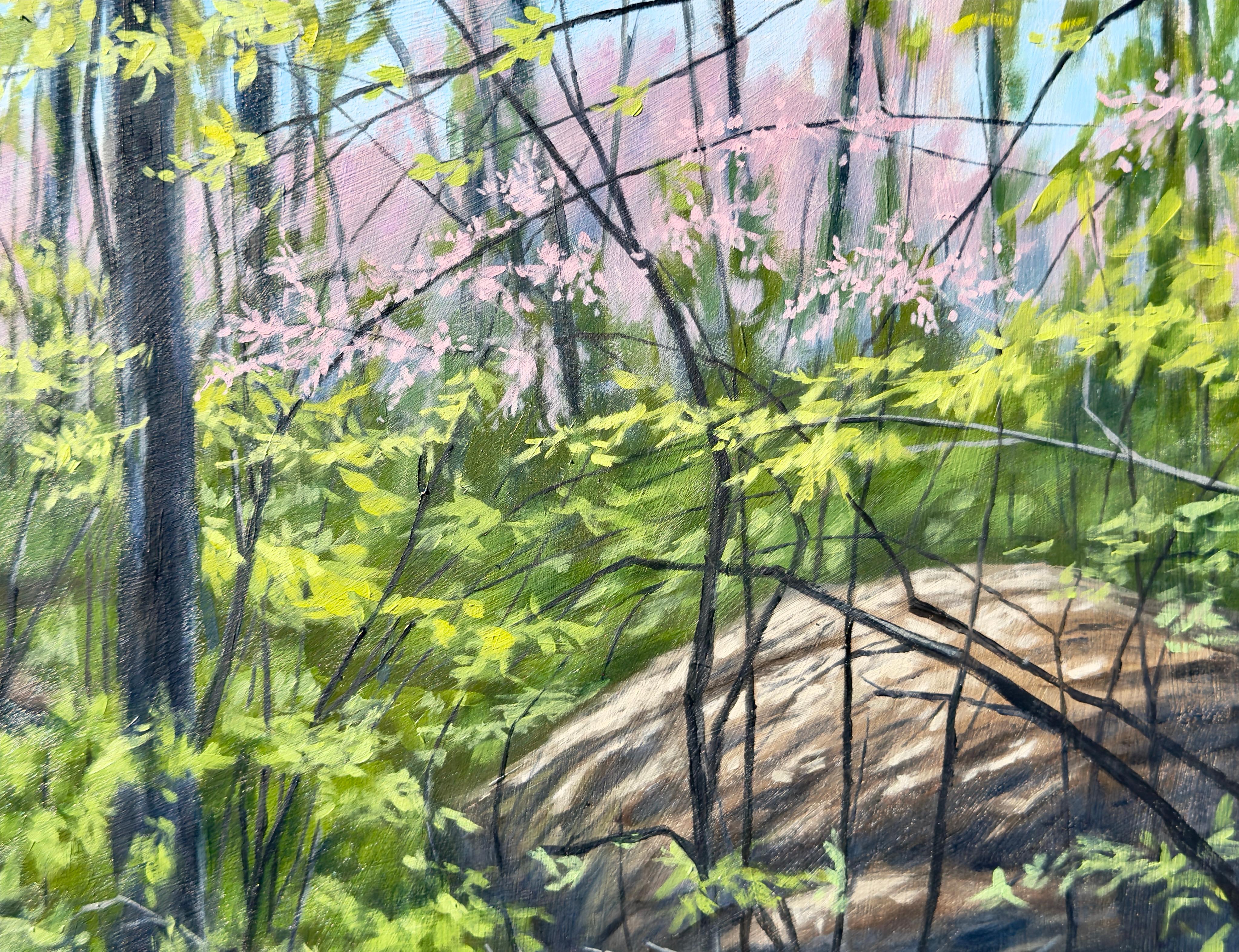 Pennsylvania Redbud , Ölgemälde (Grau), Landscape Painting, von Jay Jensen