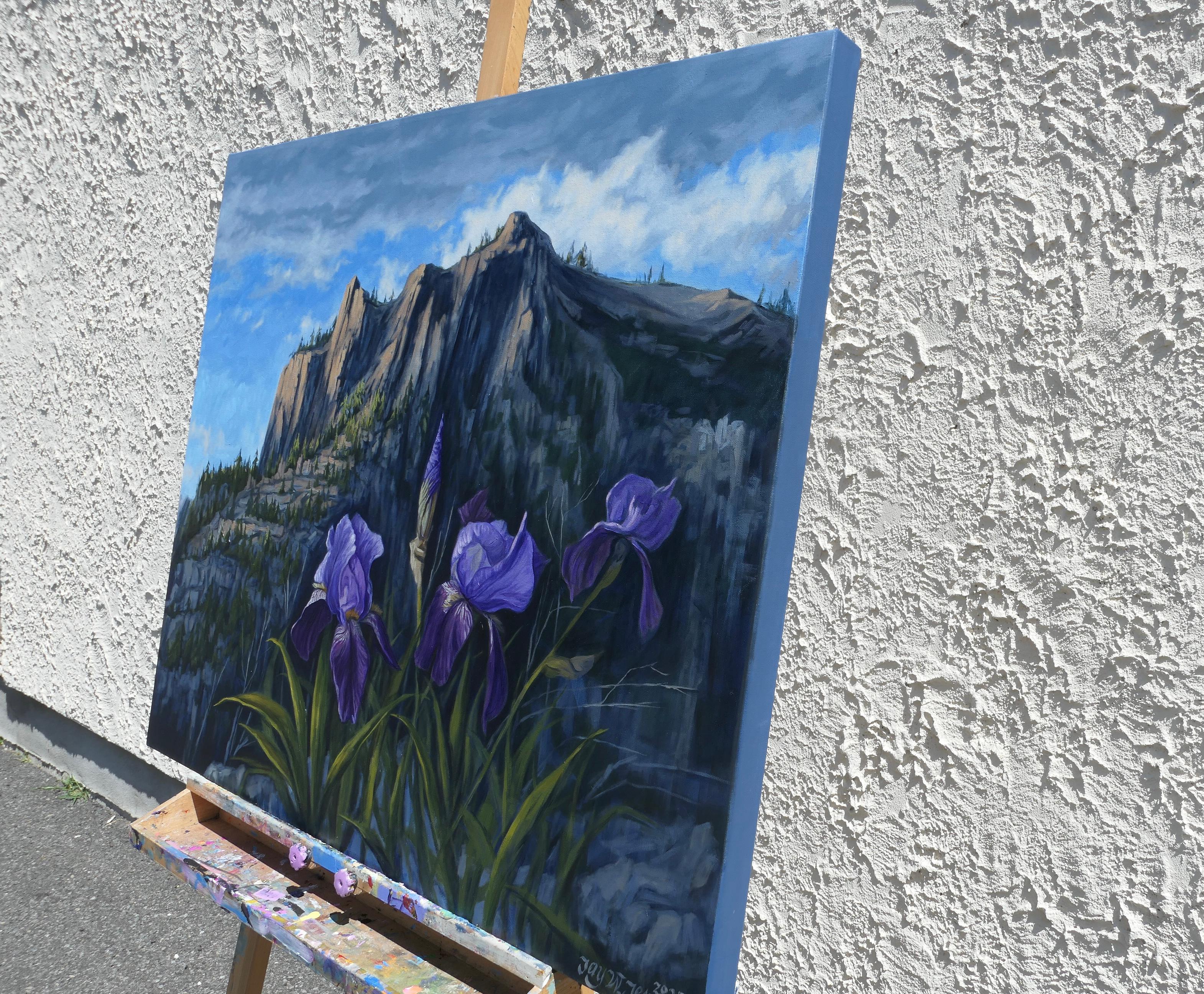Iris viola di montagna, pittura a olio - Art Realismo di Jay Jensen