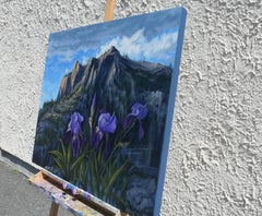 Purple Iris Mountain, Oil Painting