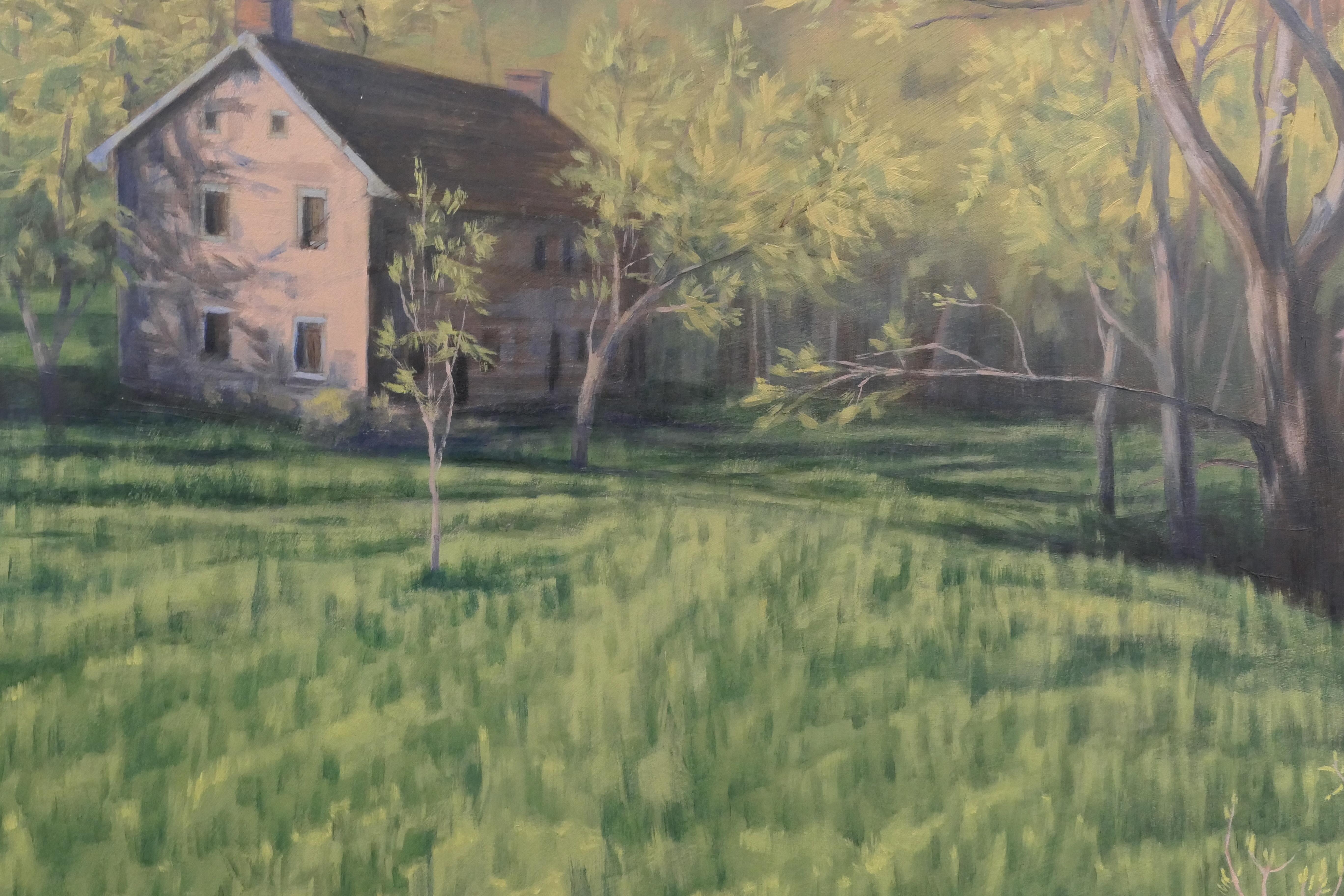 La casa Qually en primavera, pintura al óleo - Landscape Painting Gris de Jay Jensen