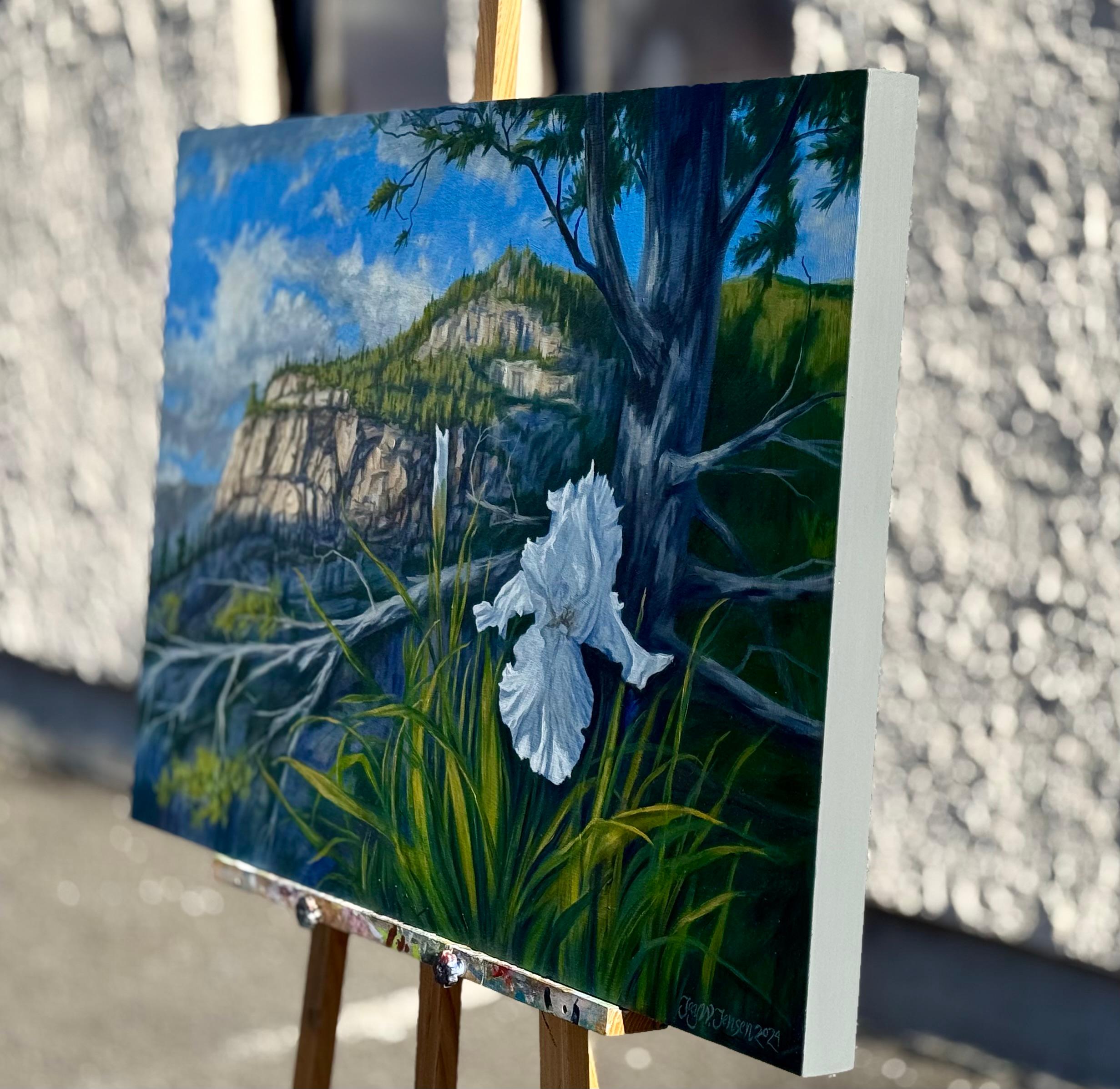 Western Iris, Oil Painting - Blue Landscape Painting by Jay Jensen