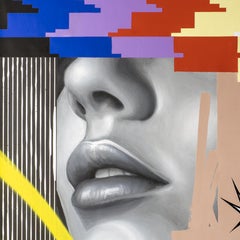 Perception Play Acrylic Painting on Cotton Canvas, Signed, 2023