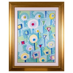 Jay Lefkowitz Whirl Jungle Vertical Signed Abstract Mixed Media on Paper 2008