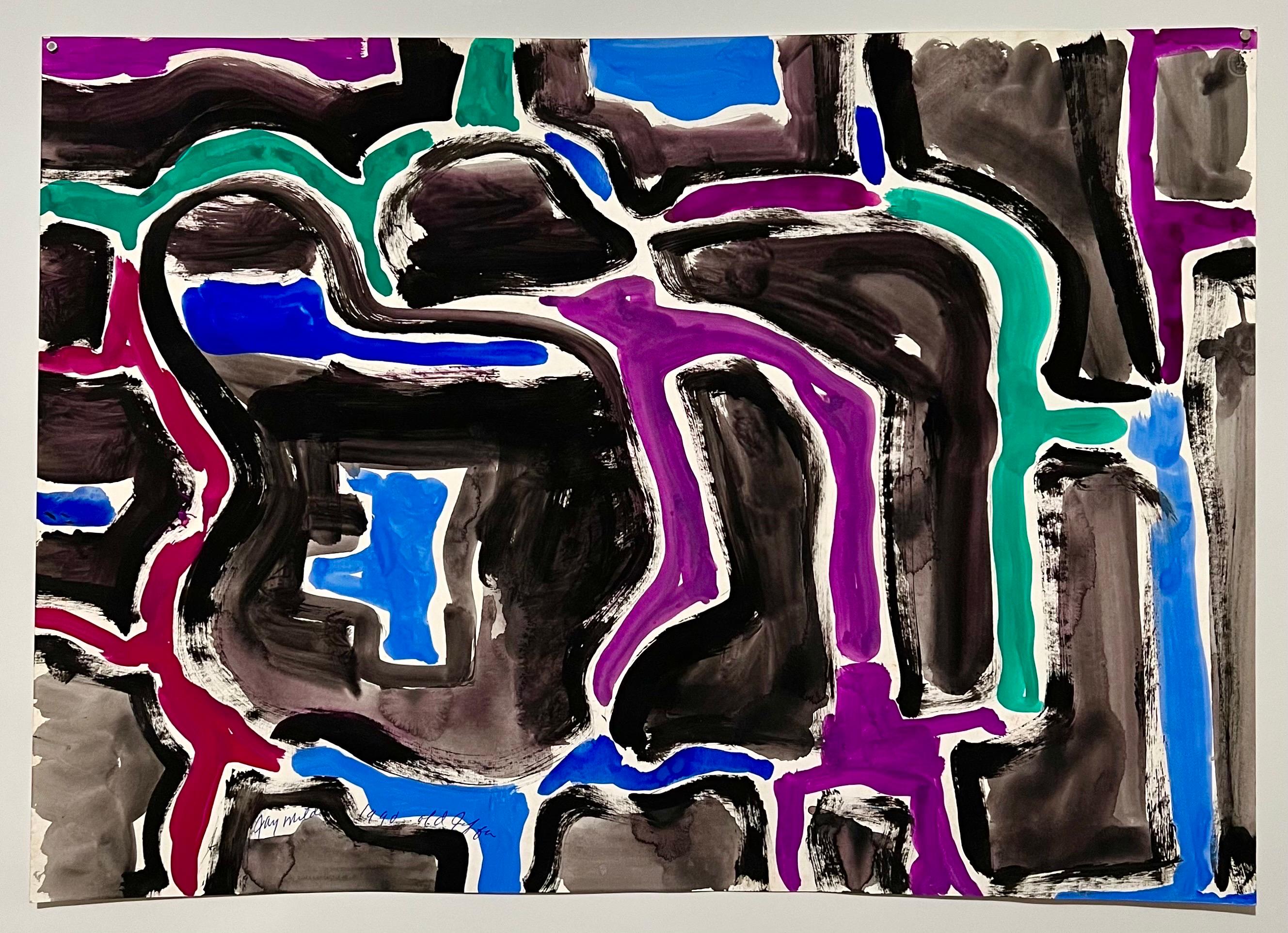 Abstract Expressionism Jay Milder Rhino Horn Painting Bold Colorful Pop Art im Angebot 5