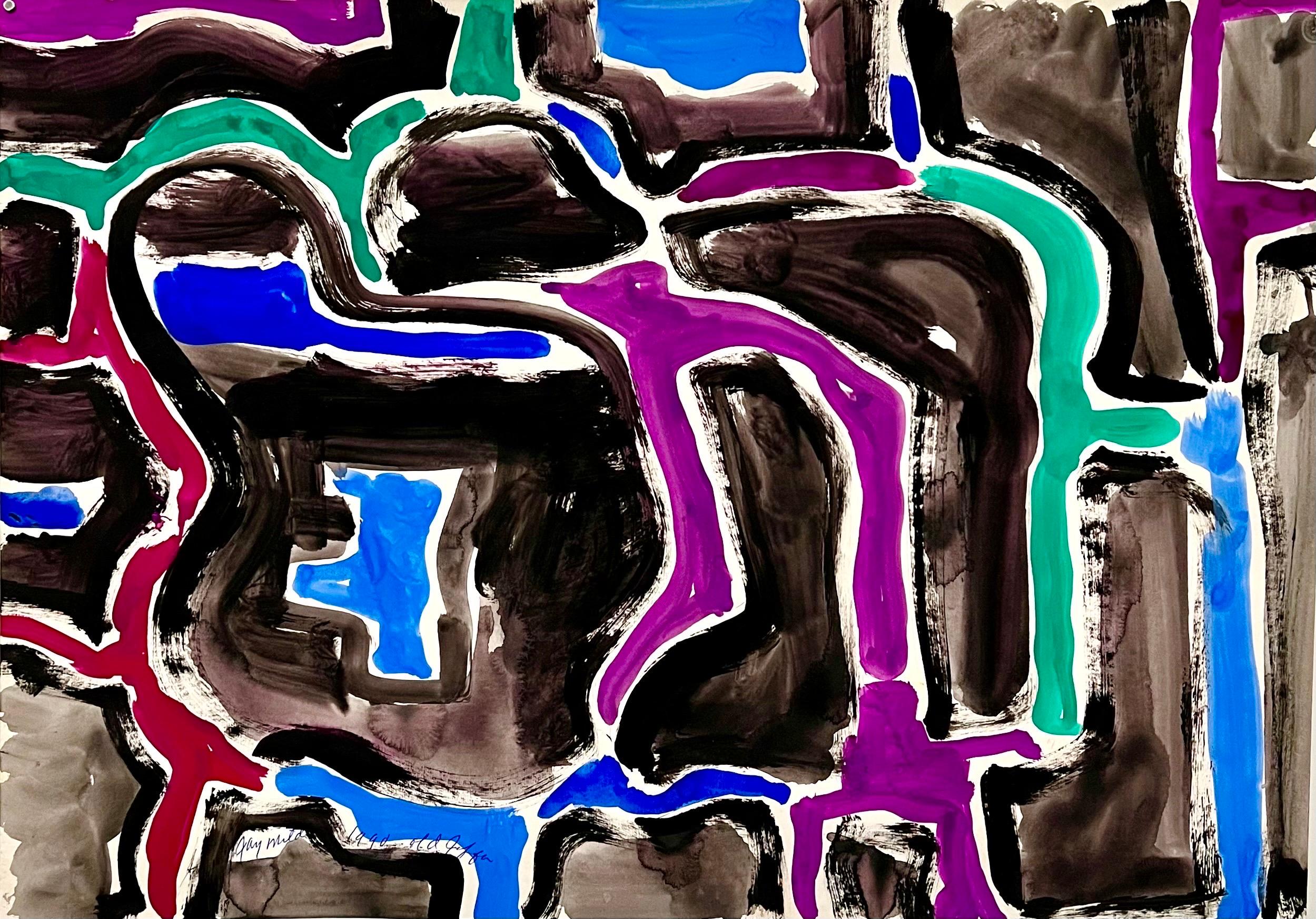 Expressionnisme abstrait - Peinture Rhino Horn - Pop Art audacieuse et colorée de Jay Milder