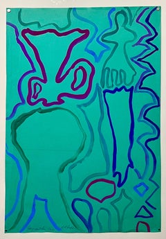 Peinture de Rhino Horn - Paysage expressionniste abstrait - Pop Art américain de Jay Milder