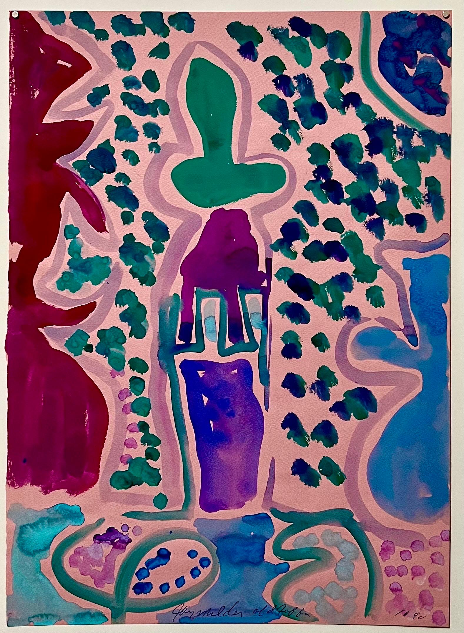 Paesaggio espressionista astratto Jay Milder Pittura con corno di rinoceronte Pop Art americana in vendita 5