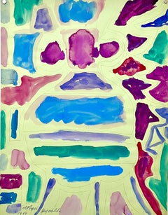 Vintage Abstract Expressionist Landscape Jay Milder Rhino Horn Painting American Pop Art