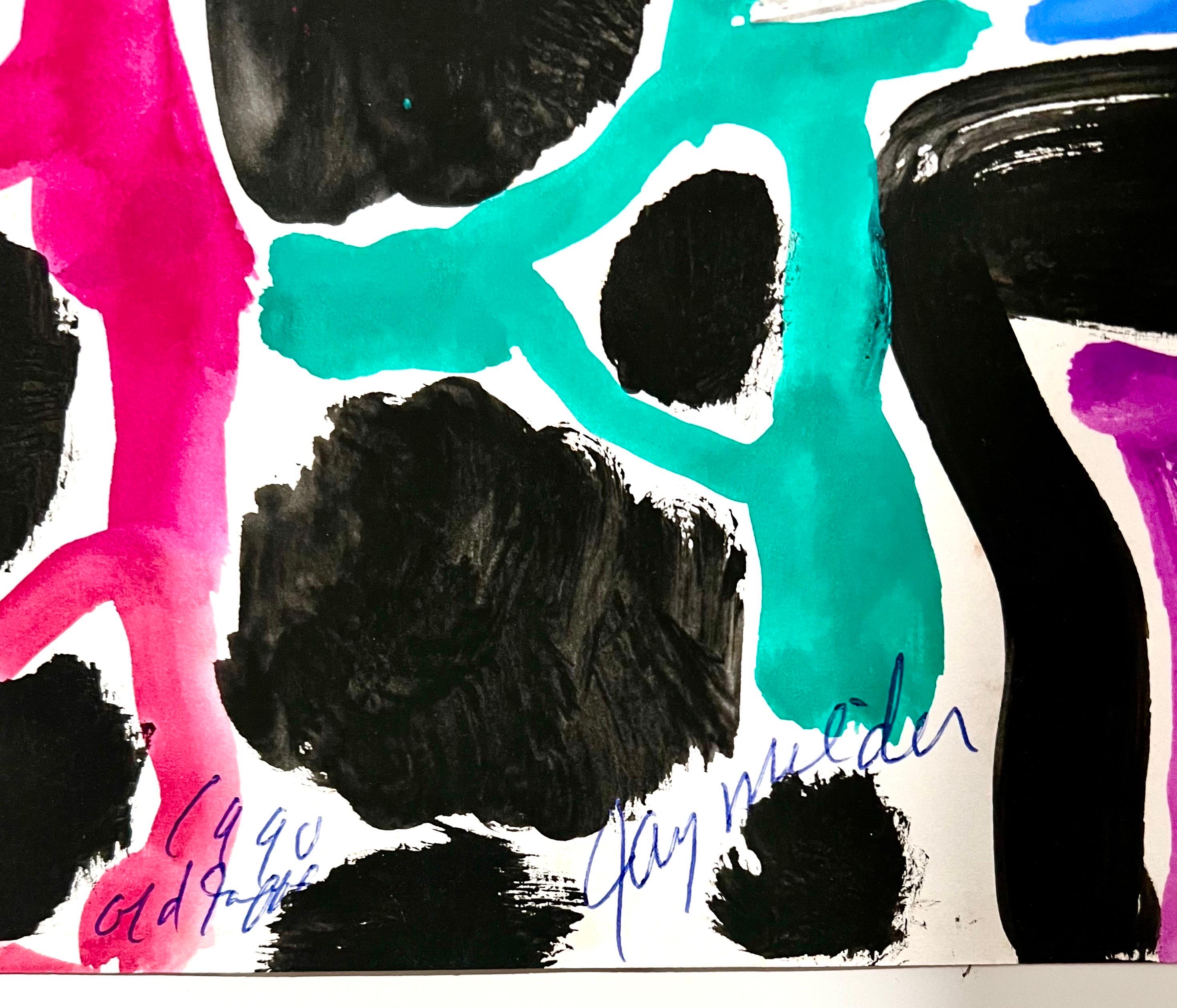 Paysage abstrait israélien Jay Milder Peinture à la corne de rhinocéros Jaffa, Israel Pop Art en vente 1