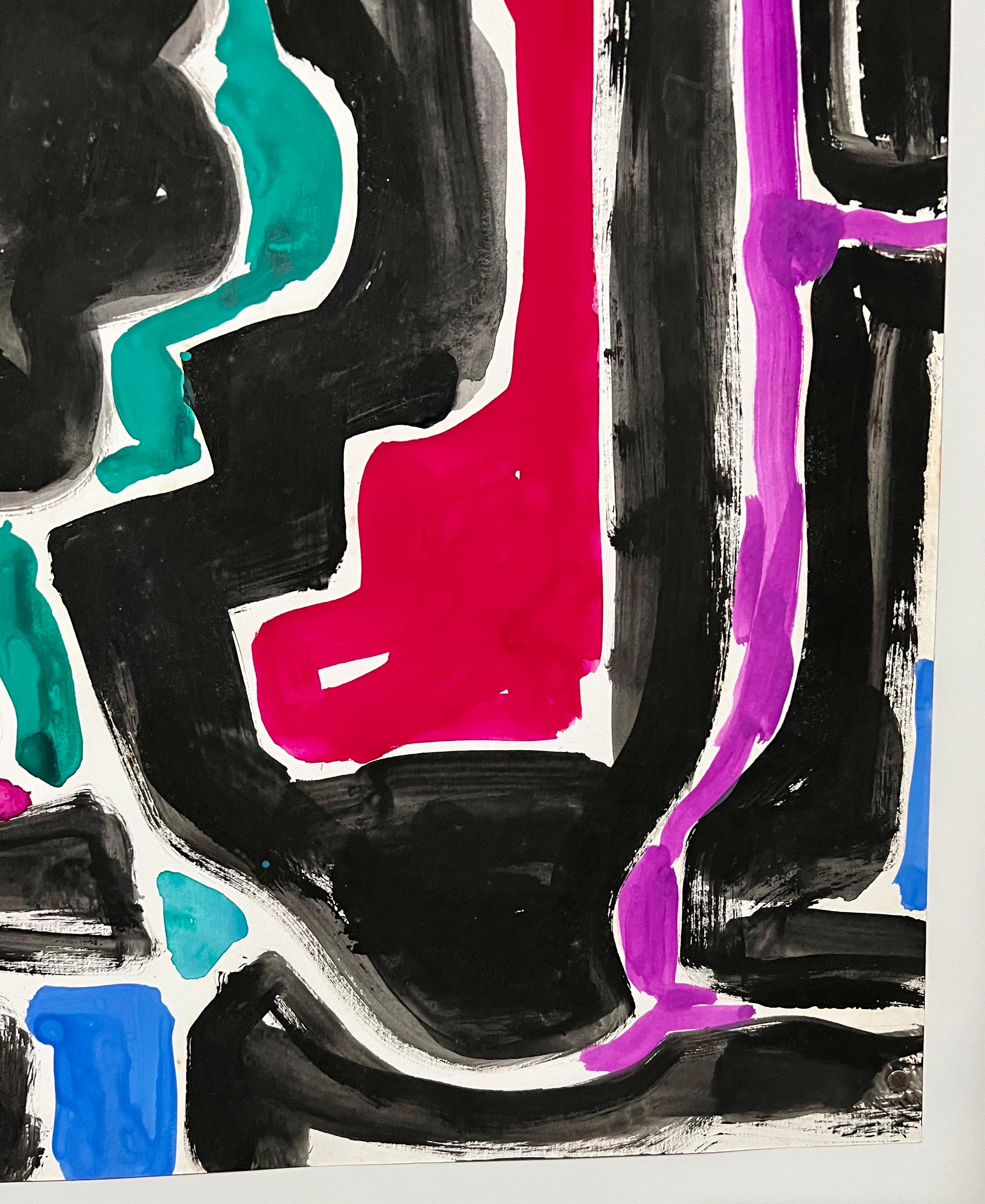 Paysage abstrait israélien Jay Milder Peinture à la corne de rhinocéros Jaffa, Israel Pop Art en vente 2