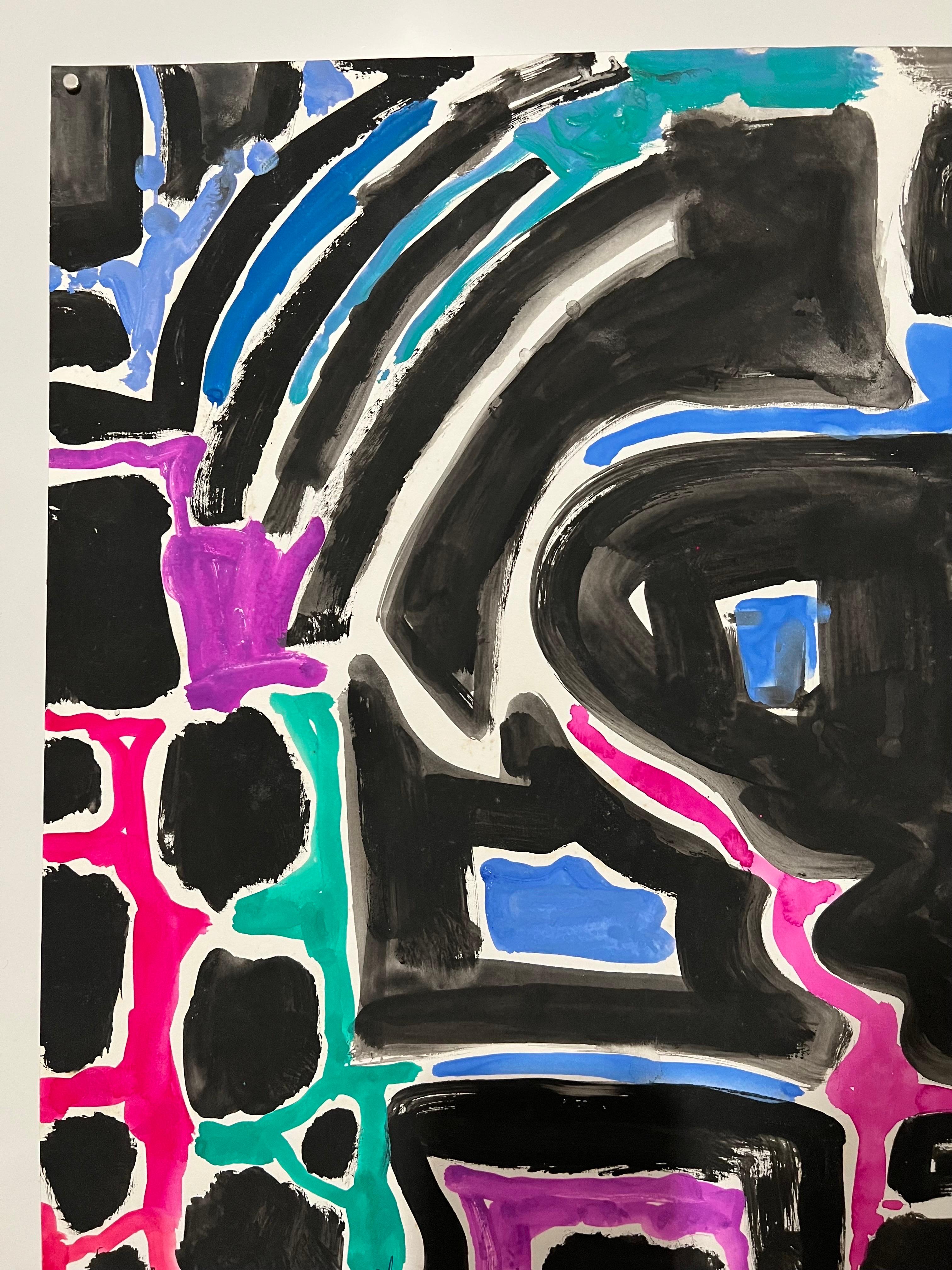 Paysage abstrait israélien Jay Milder Peinture à la corne de rhinocéros Jaffa, Israel Pop Art en vente 5